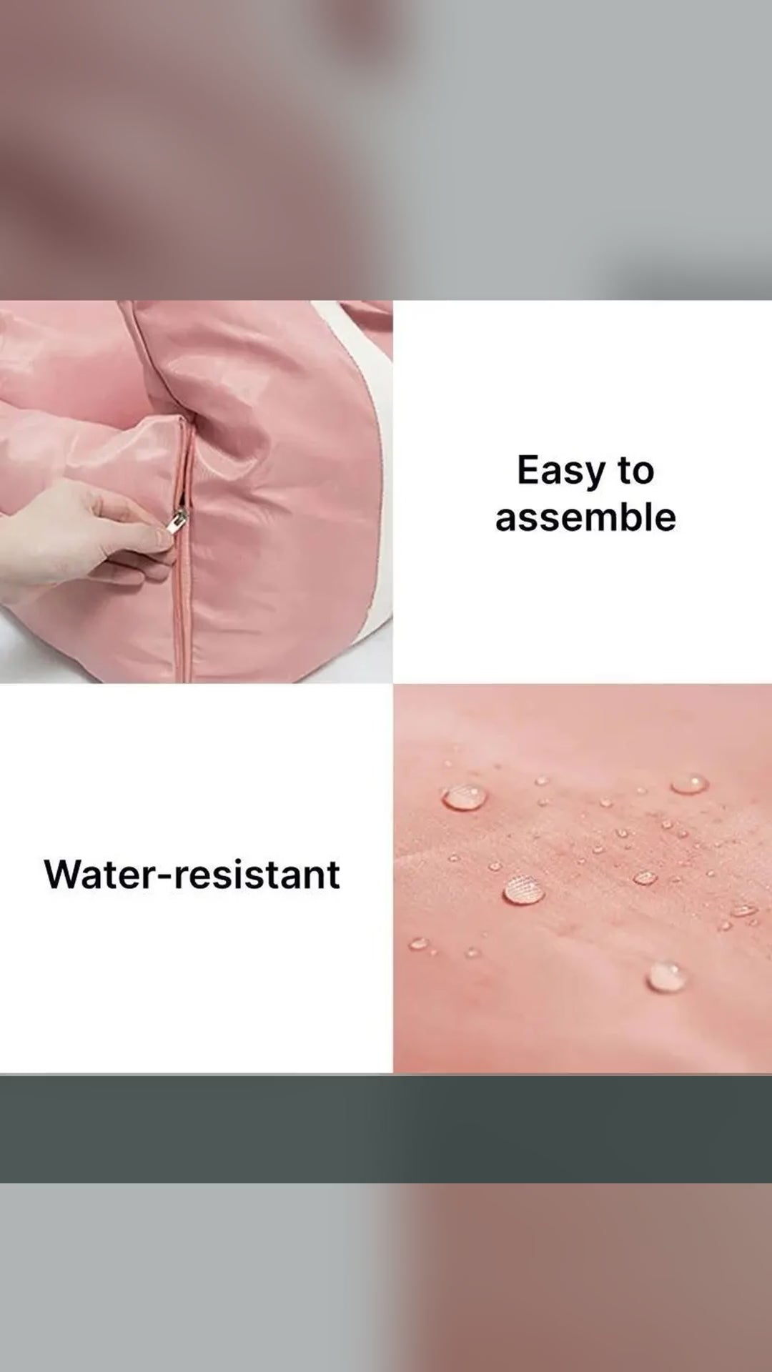 Close-ups of the water-resistant, wipe-clean DockSeat shell